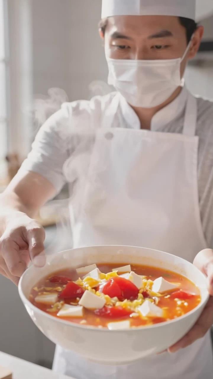 番茄搭配豆腐和鸡蛋煮汤，清淡鲜美，开胃好消化