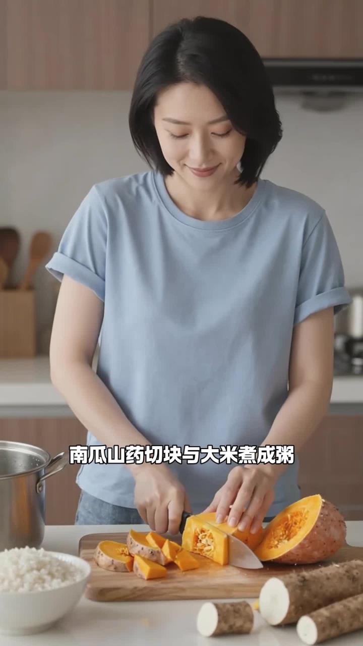 南瓜 + 山药，健脾养胃，煮粥喝超舒服