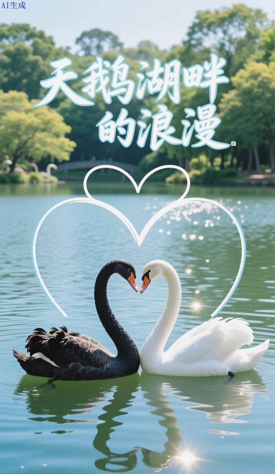 天鹅湖畔的亲密互动