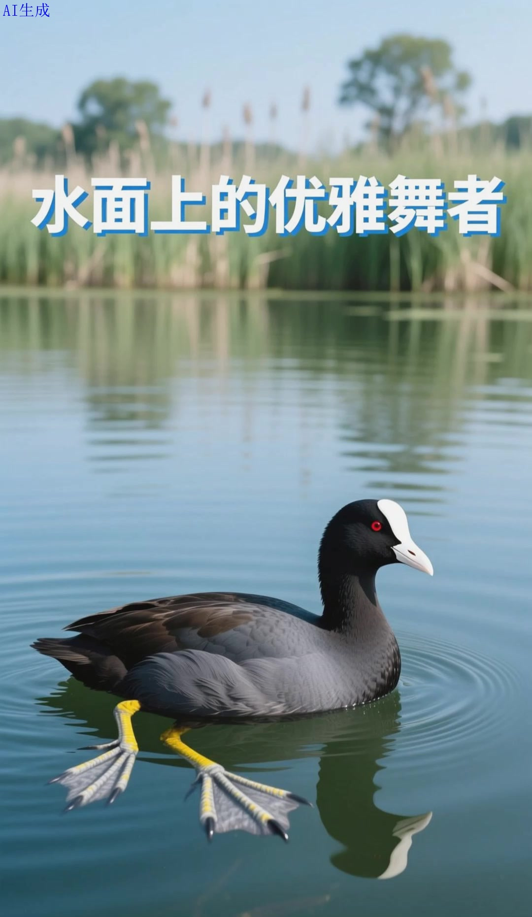 白骨顶鸡：水面上的平稳舞者