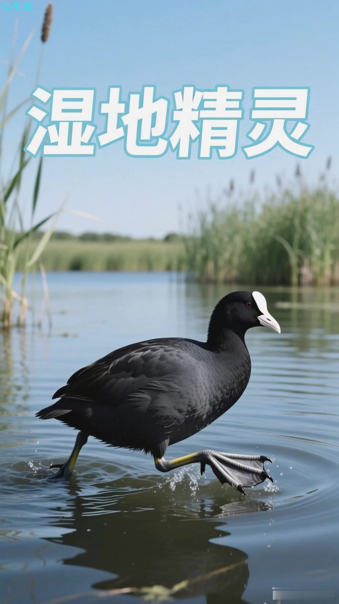 白骨顶鸡在水中游弋,自由自在