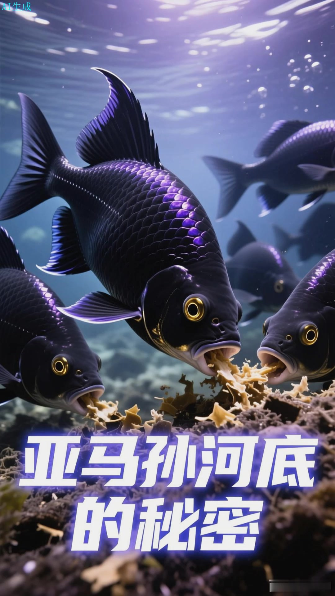 黑裙鱼啃食亚马逊的有机碎屑