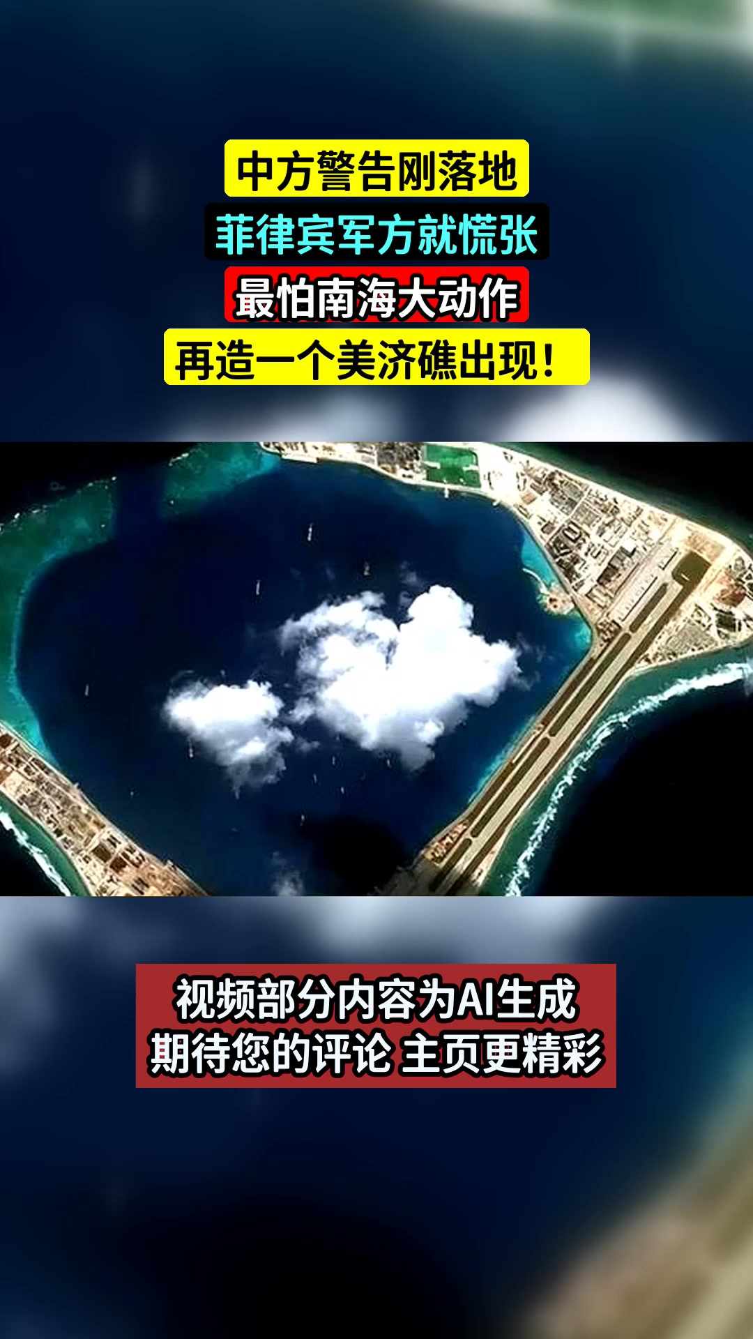 中方警告刚落地,菲律宾军方就慌张,最怕南海大动作,再造一个美济礁出现!