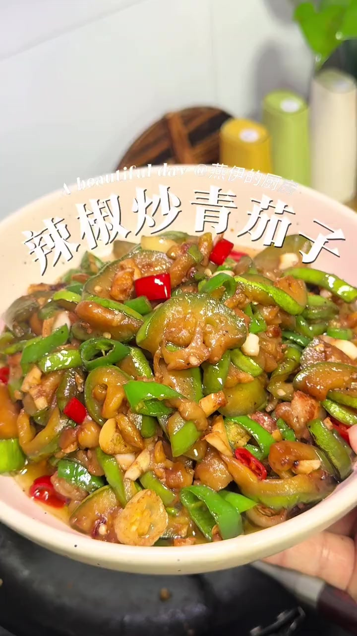 炒茄子就是素菜届的天花板,超级下饭 湖南菜馆才有的辣椒炒青茄