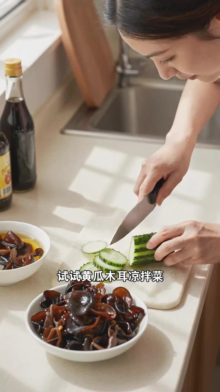 黄瓜搭配木耳凉拌，清肠减脂降血糖，减肥期清爽家常菜