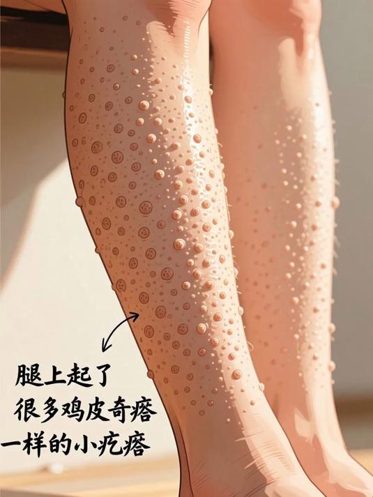 腿上起了很多鸡皮疙瘩一样的小疙瘩