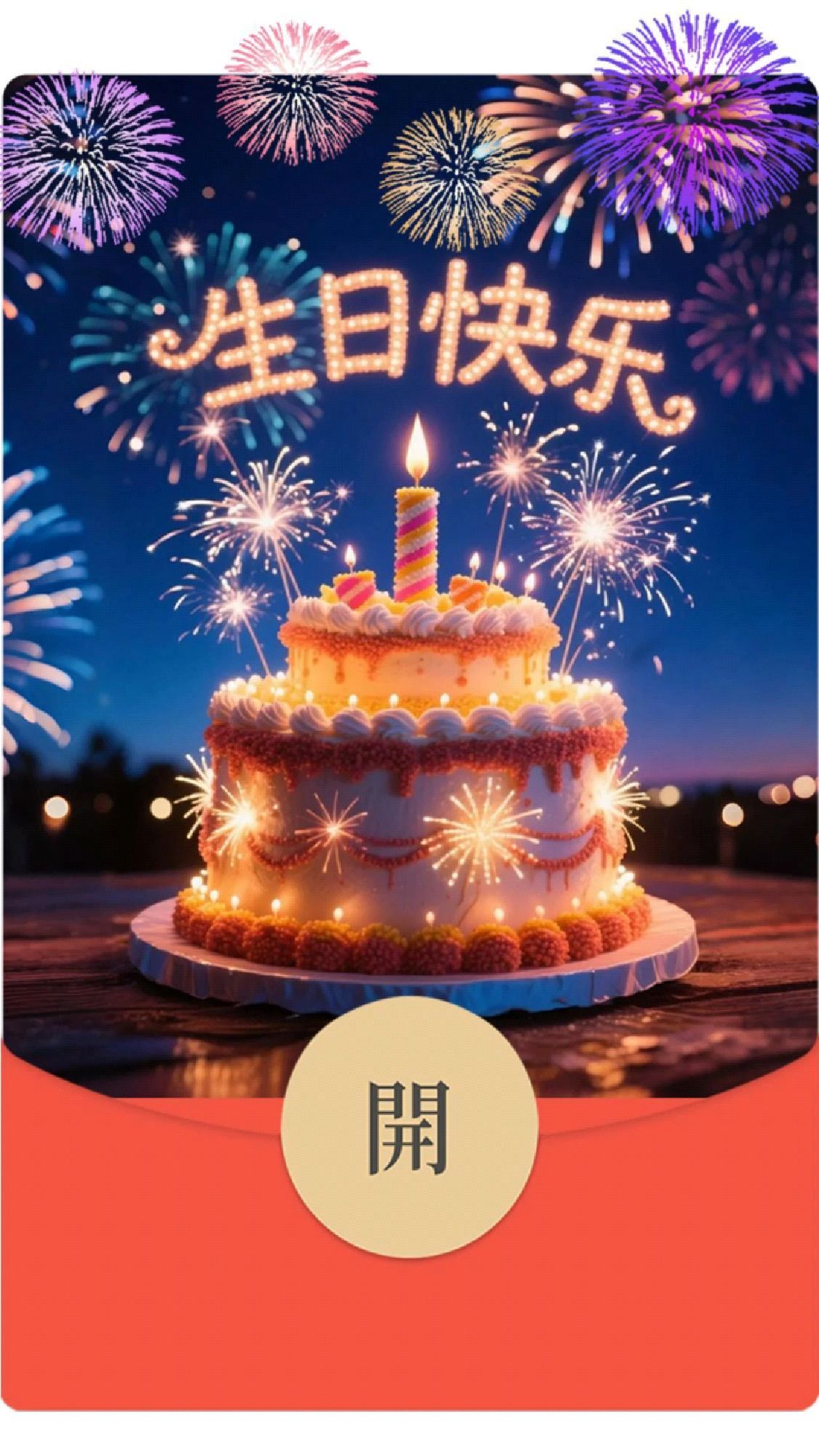 绝美蛋糕烟花生日快乐红包封面来咯!