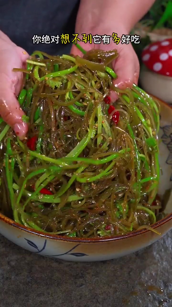 夏日必备的小凉菜，蒜苔拌海带，真是爽口又开胃！