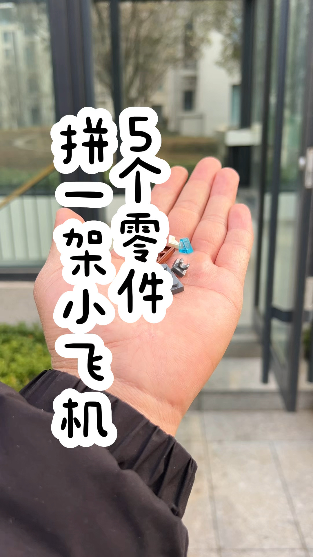 5个积木零件拼一架小飞机！