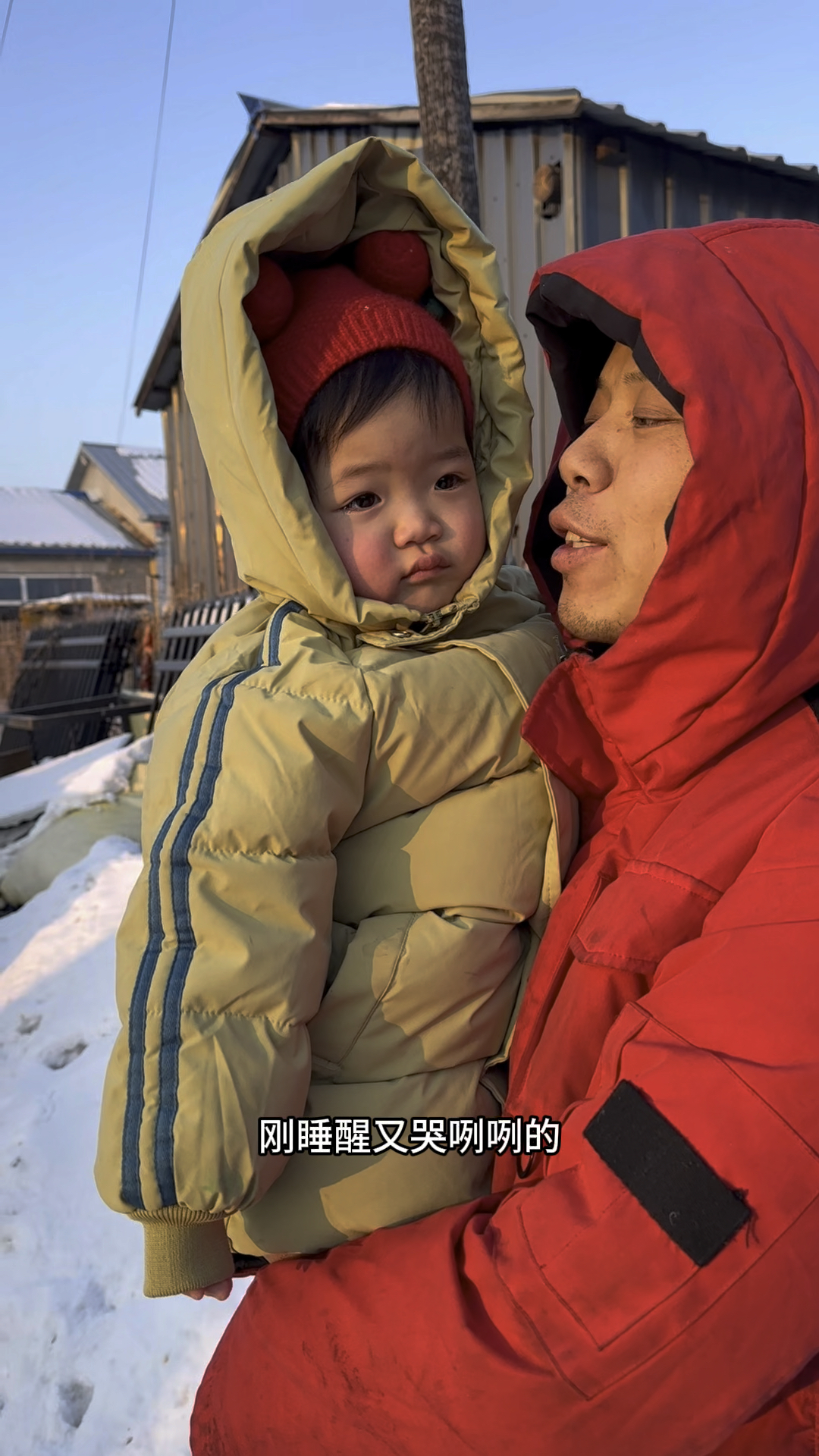 年前年后嘎嘎冷,萌萌感冒哭唧唧,老妈做的鹿茸菇嘎嘎香