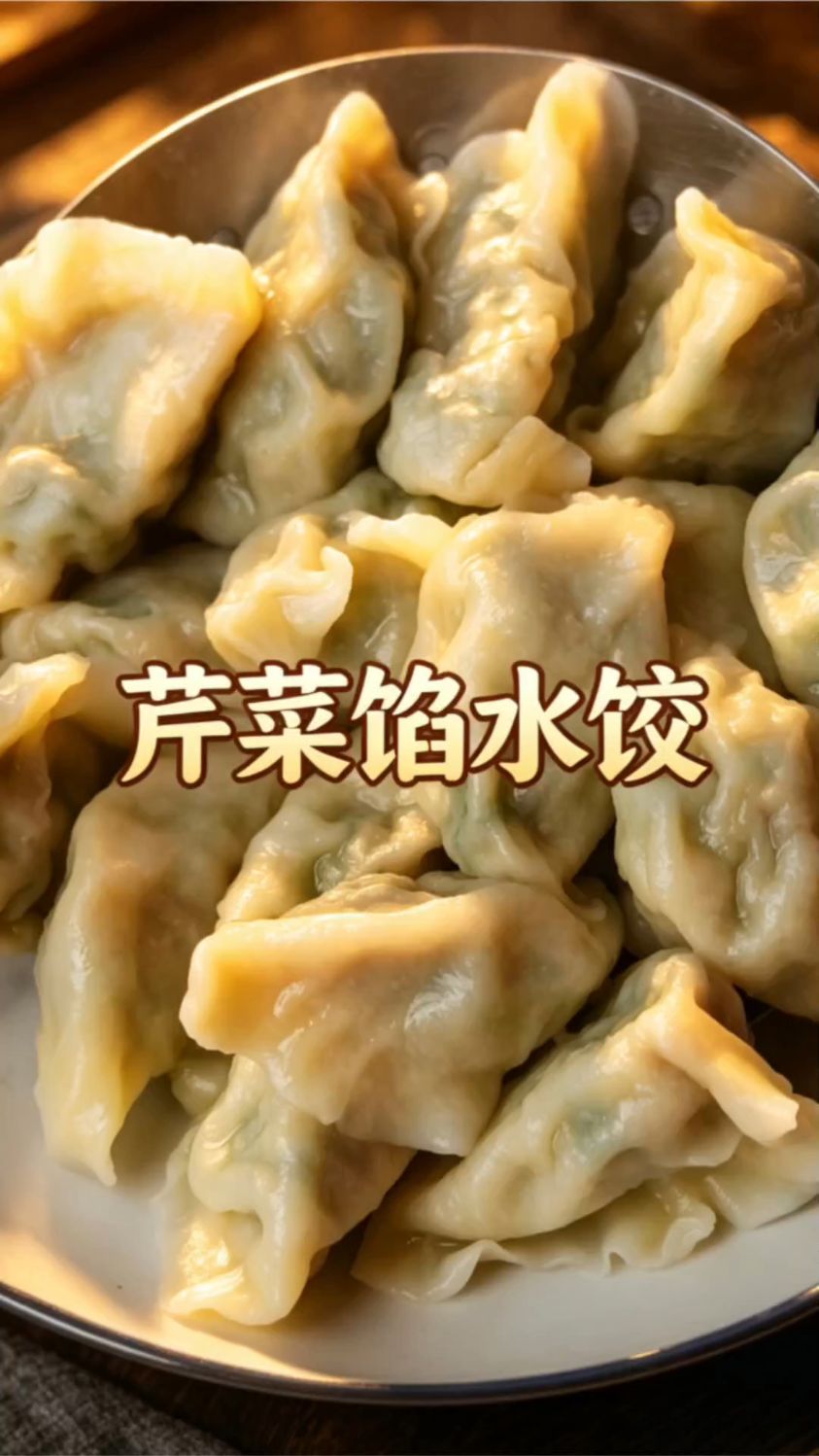 家常猪肉芹菜馅水饺，清爽不油腻，越吃越香