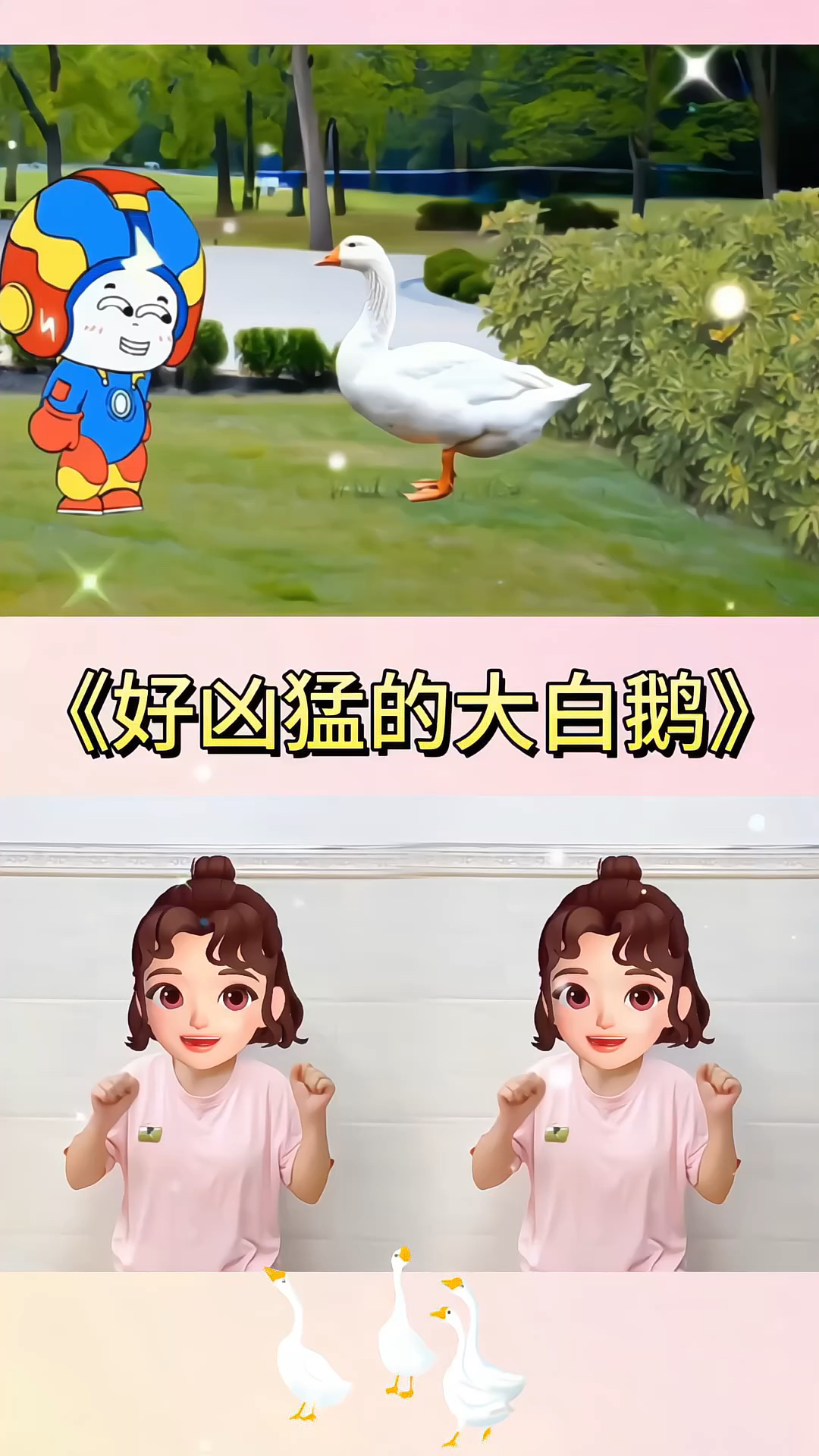 好凶猛的大白鹅!