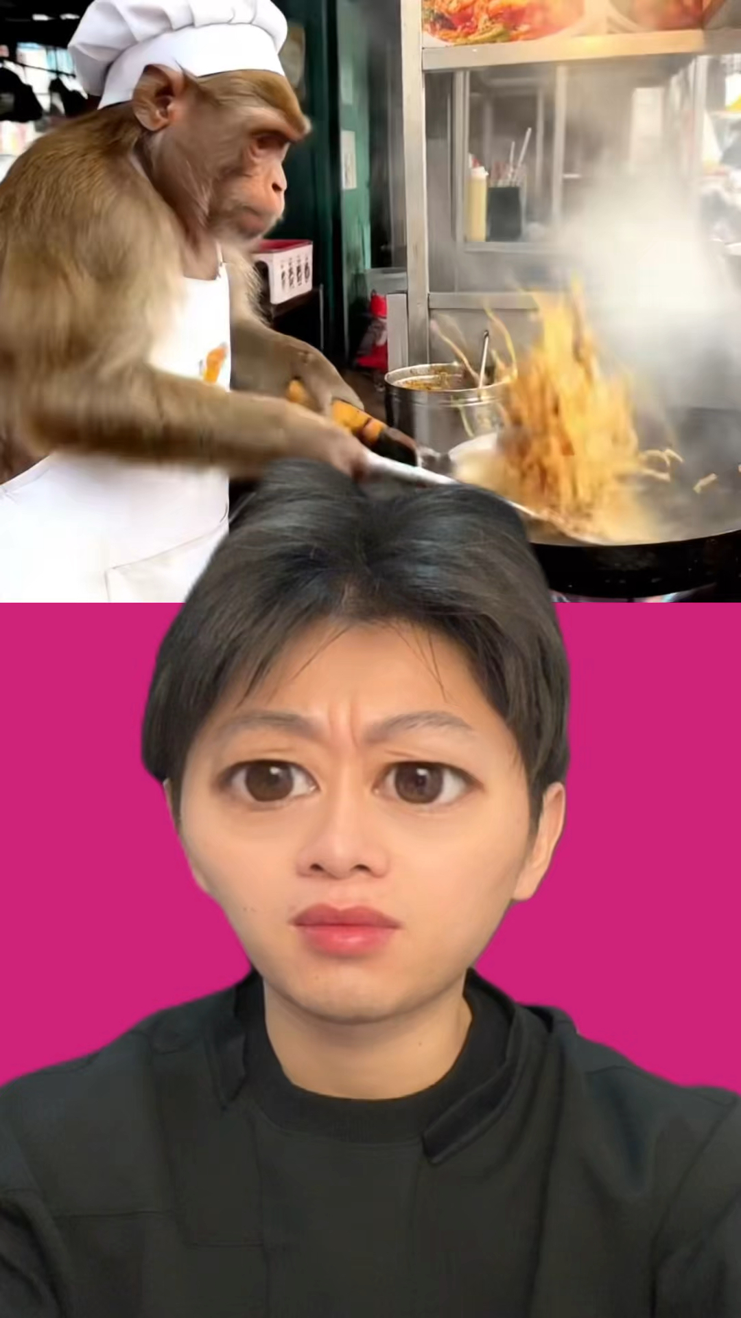 猴子竟然在炒菜哈哈哈