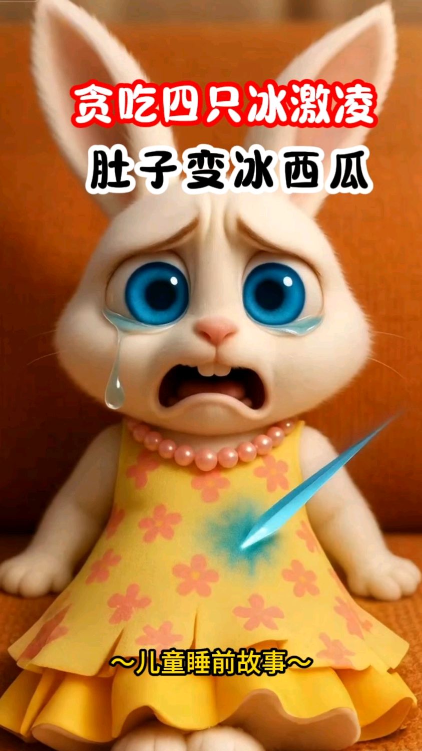 贪吃四只冰激凌,肚子变冰西瓜。