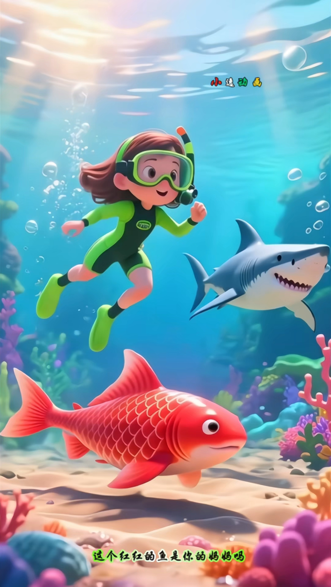 小女孩带着鲨鱼找妈妈