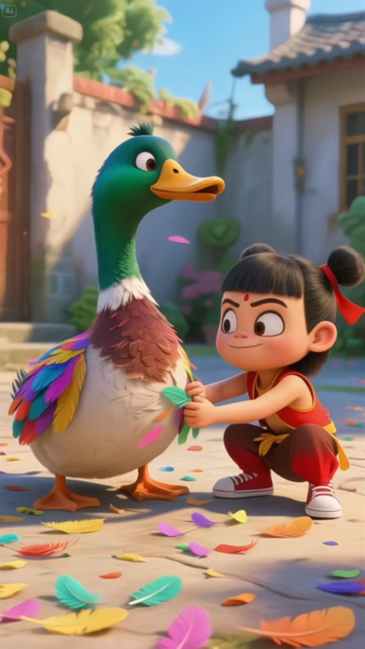 哪吒居然在拔鸭子的羽毛