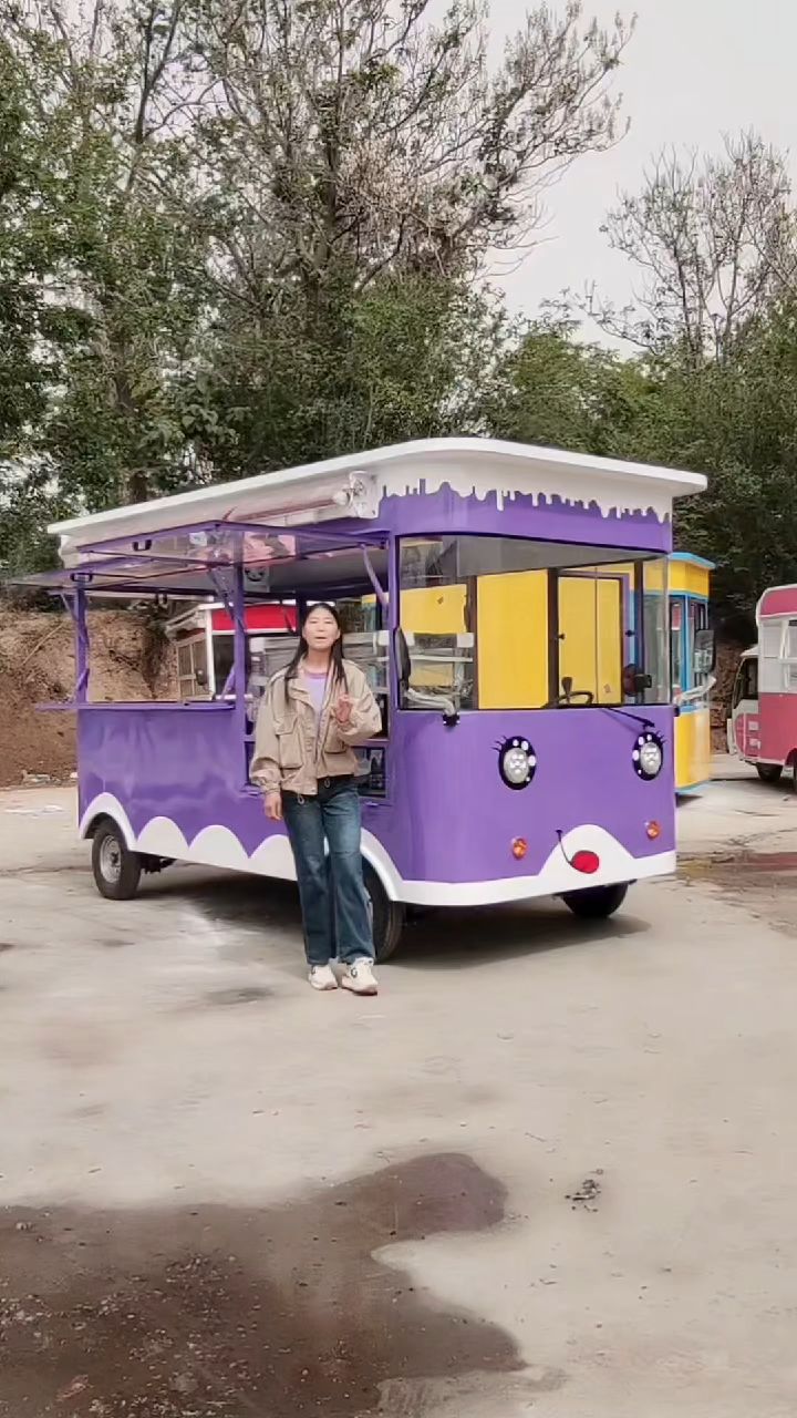 小吃车多功能餐车电动四轮流动早餐快餐车房车移动卤味熟食摆摊车