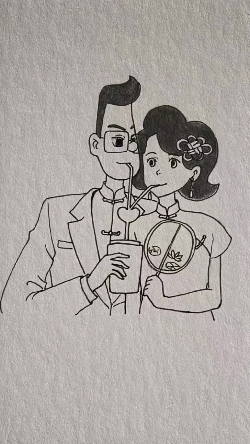 手绘卡通情侣头像十一变脸