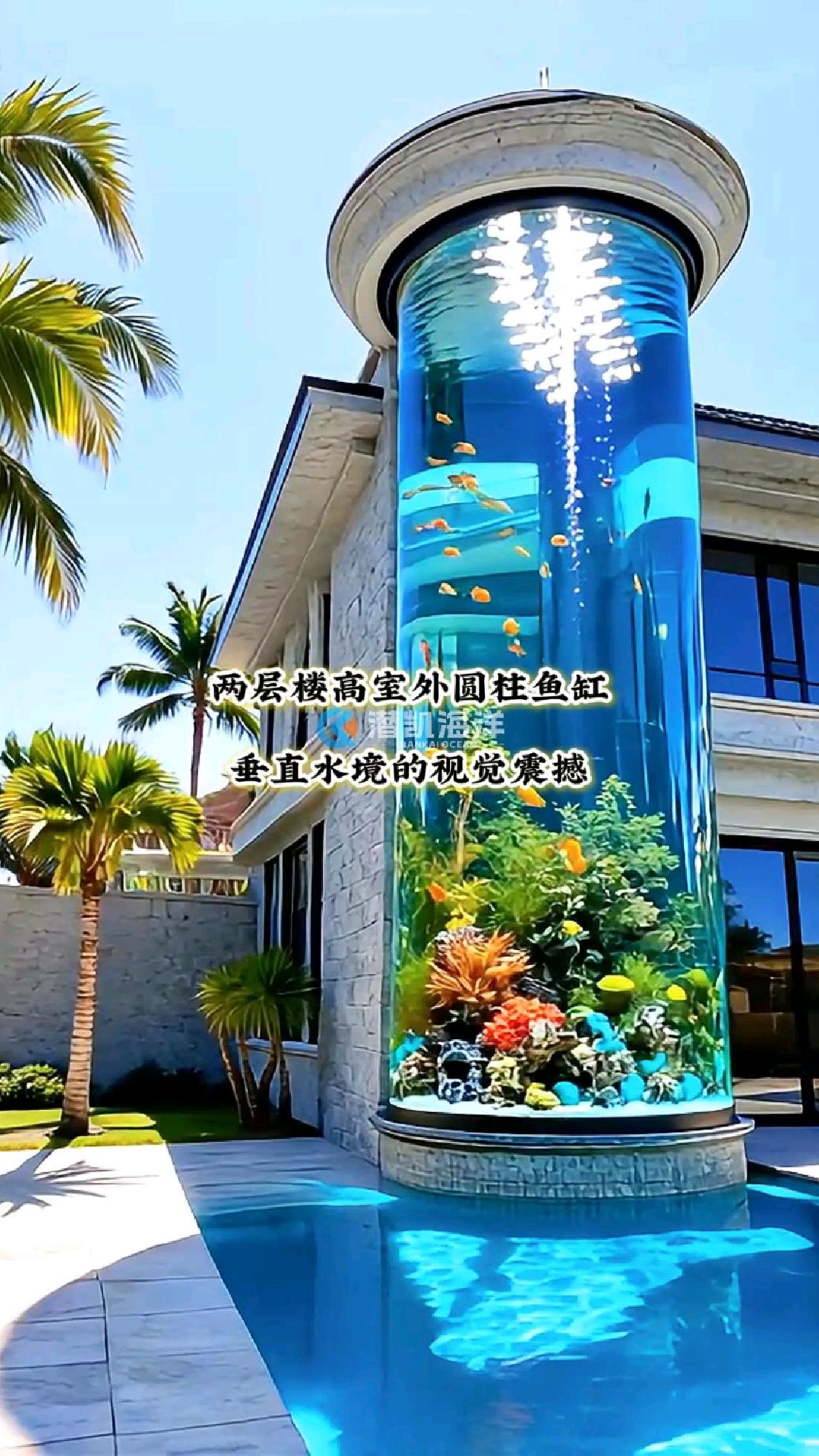 巨型圆柱形鱼缸 #大型亚克力鱼缸定制#亚克力鱼缸定制#圆柱形鱼缸