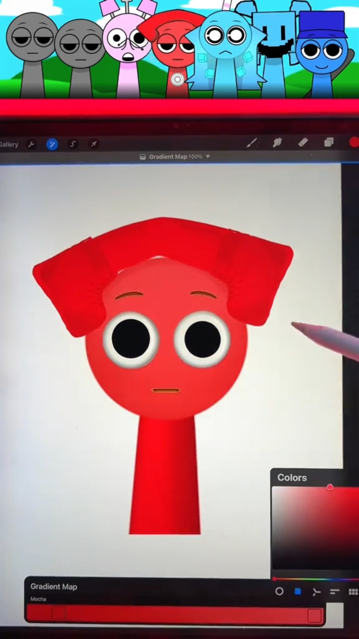 在平板上画出节奏盒子中的电话先生