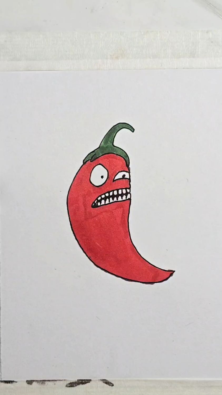 植物大战僵尸火爆辣椒简笔画绘画过程