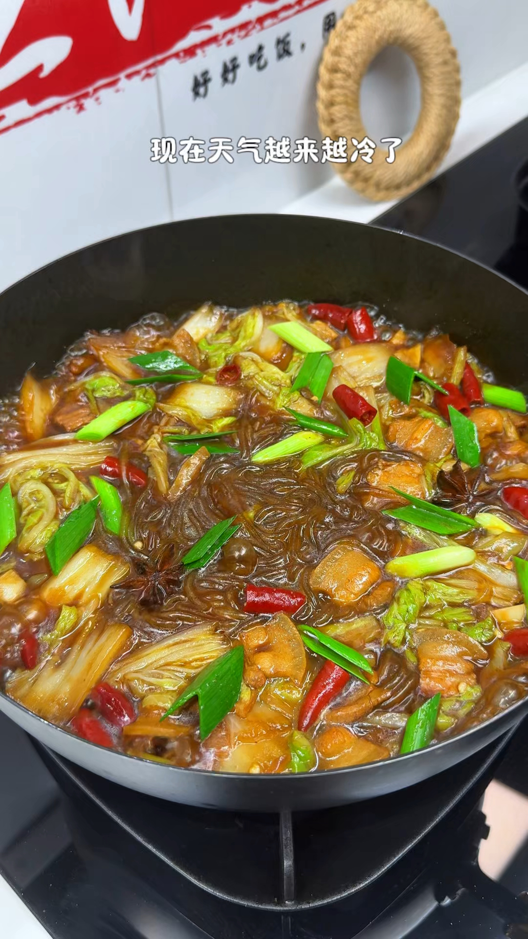 天冷了在家做一锅热乎乎的白菜猪肉炖粉条，白菜和粉条都特别入味