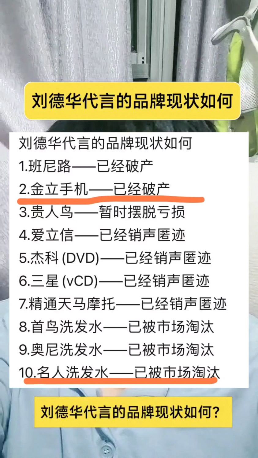 刘德华代言的品牌现状如何