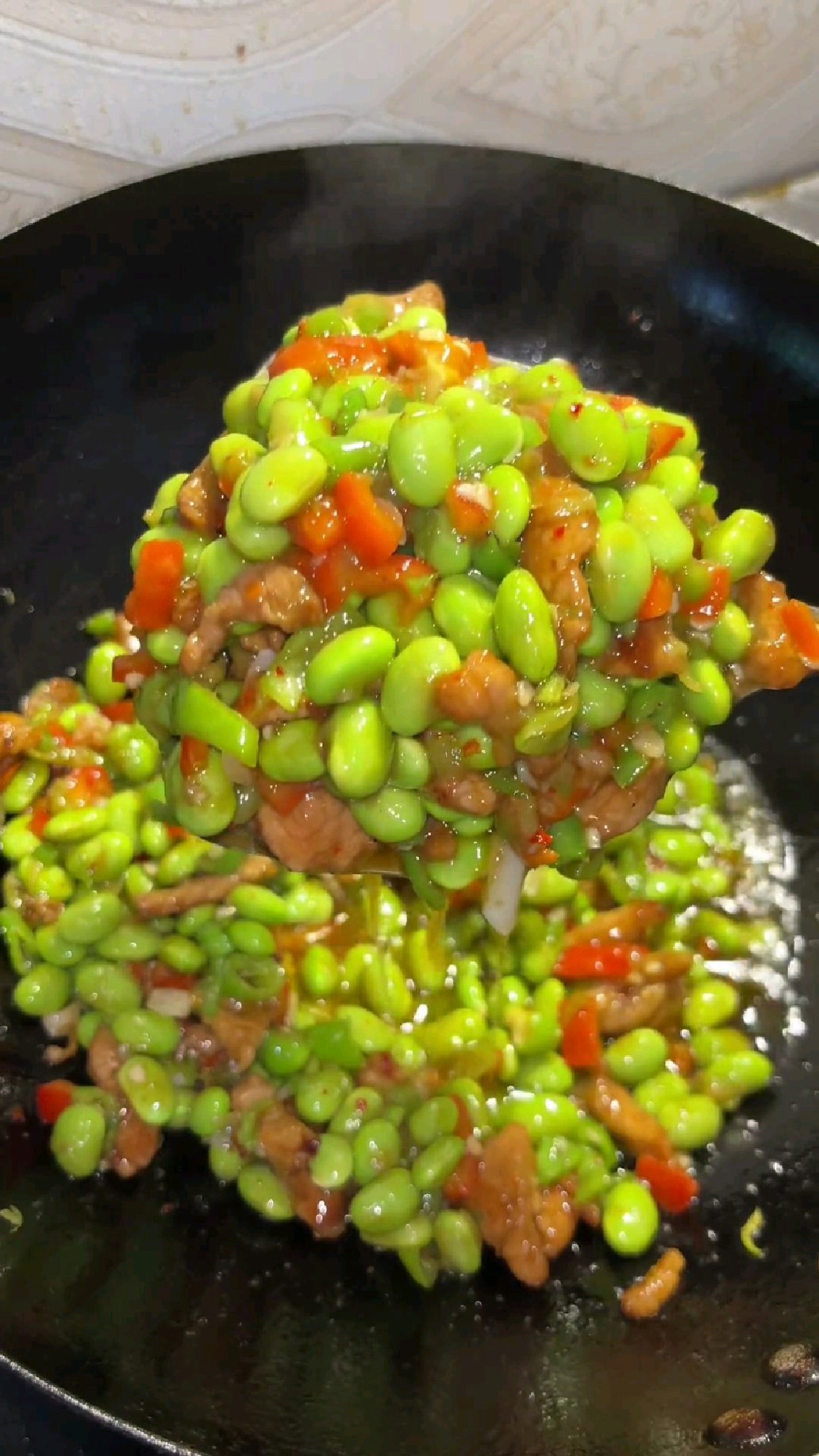 这样做的毛豆炒肉 真的太香了