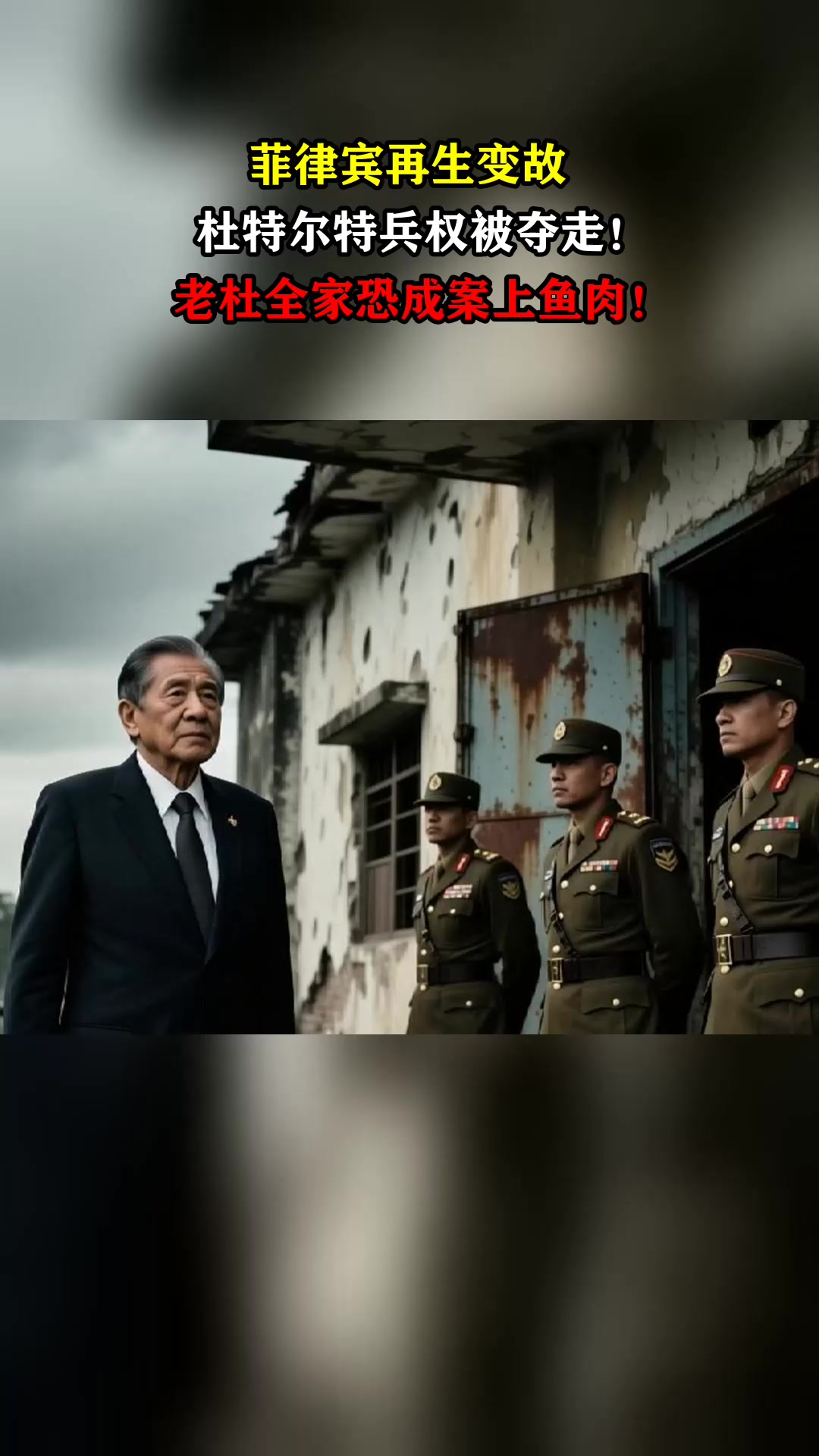 菲律宾再生变故,杜特尔特兵权被夺走!老杜全家恐成案上鱼肉!