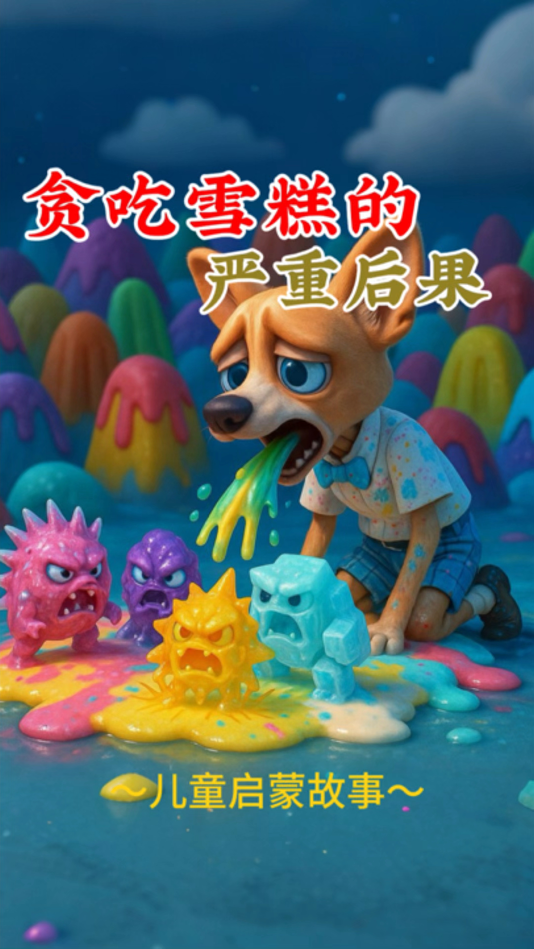 儿童睡前故事宝宝习惯培养《贪吃雪糕的严重后果》冰淇淋不能多吃