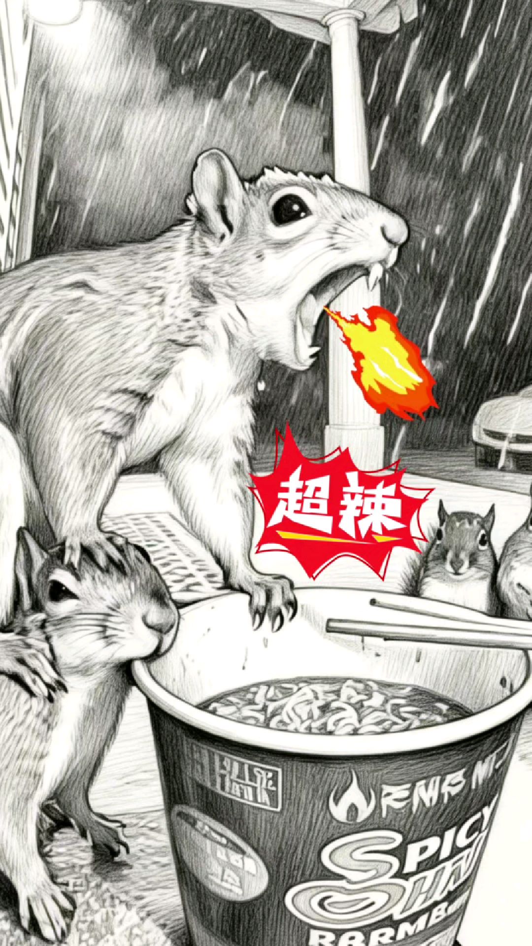 这三只松鼠又菜又爱吃火鸡面#灵魂画手 #搞笑视频#三只松鼠#火鸡面