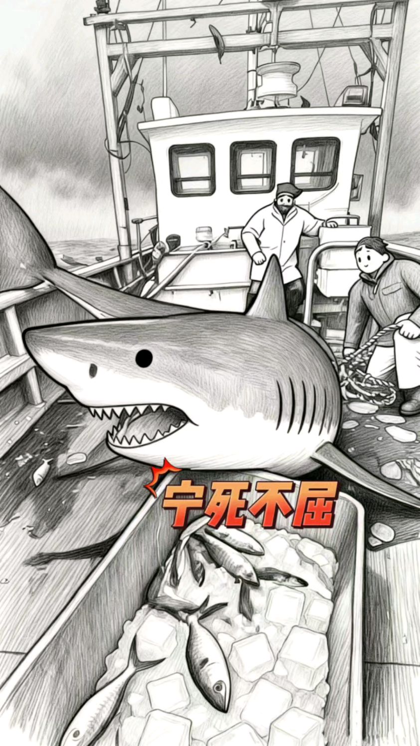 这鲨鱼自投罗网#灵魂画手 #搞笑视频 #鲨鱼