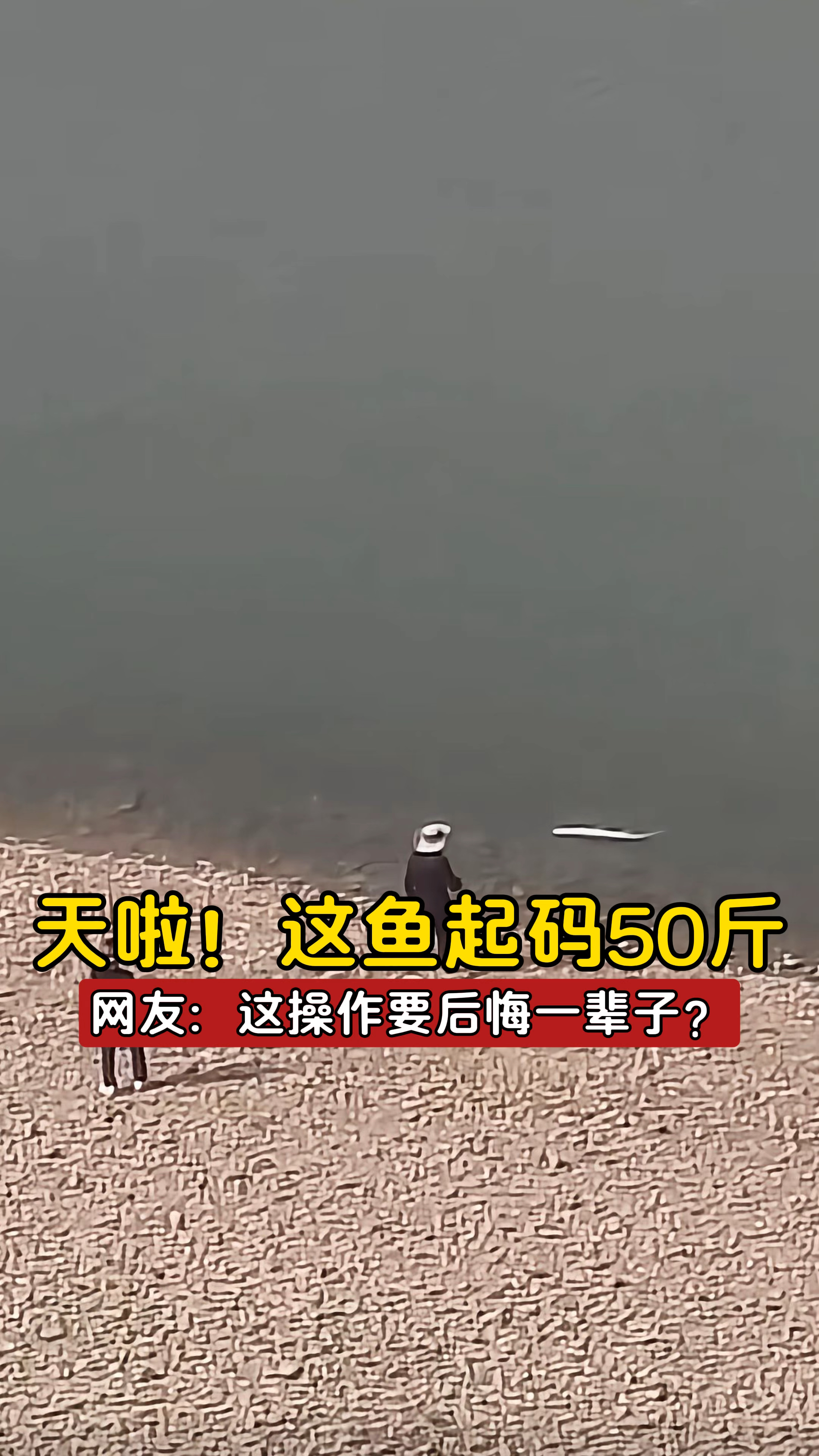 天啦!男子钓的这鱼起码50多斤,网友:这操作估计要后悔一辈子?
