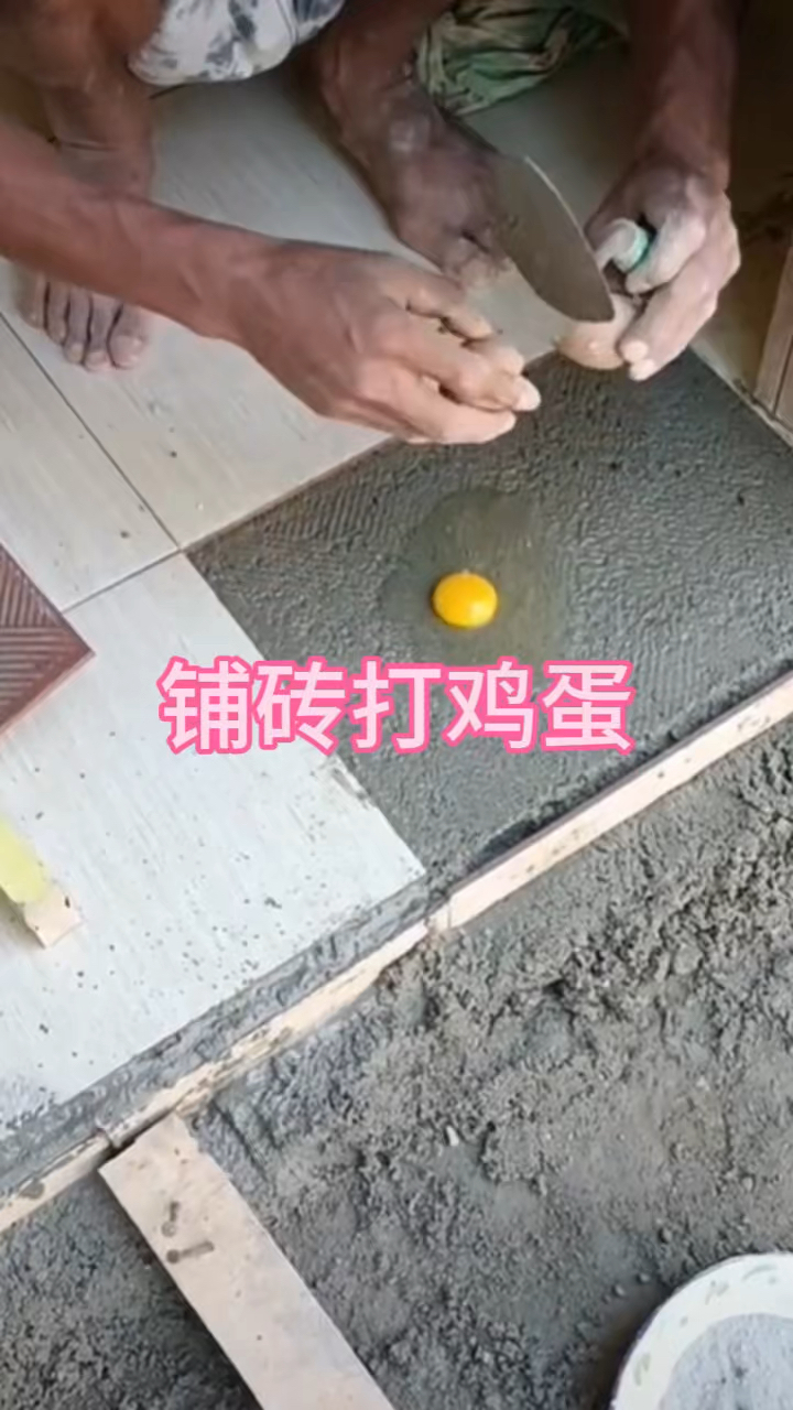 铺地砖打鸡蛋你见过吗