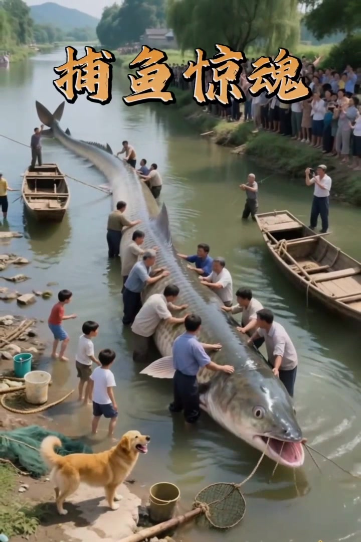 捕鱼惊魂!巨型尖嘴鱼挣扎腾空,村民意外落水!