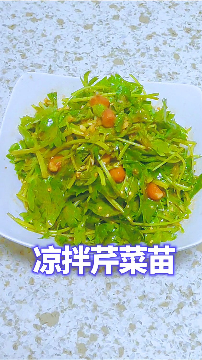凉拌芹菜苗 清脆爽口 鲜嫩多汁 清爽解腻 芹菜味浓郁 真的超级好吃