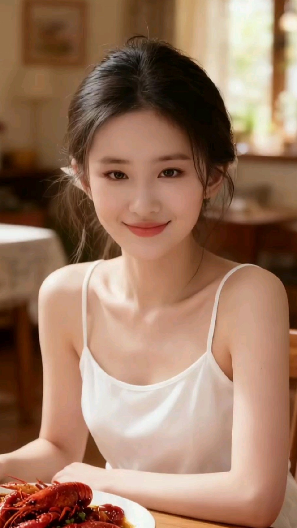 甜美小姐姐宵夜吃麻辣小龙虾,麻辣鲜香,肉质紧实有弹性