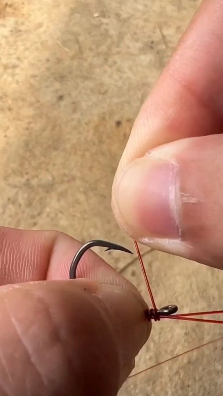 鱼线对折,轻松绑好鱼钩教程