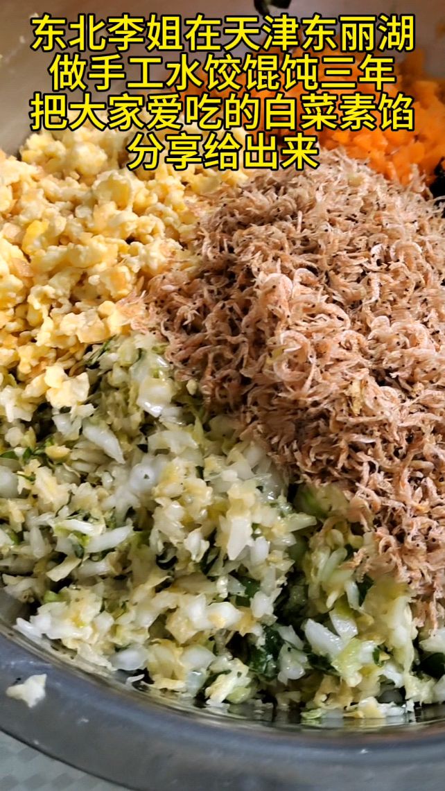 东北人在天津东丽湖做手工水饺馄饨,白菜素馅受大家喜欢