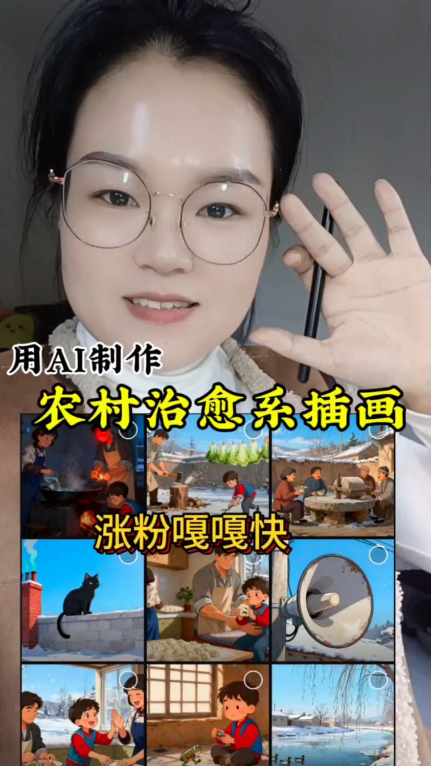 用AI制作农村怀旧治愈系插画
