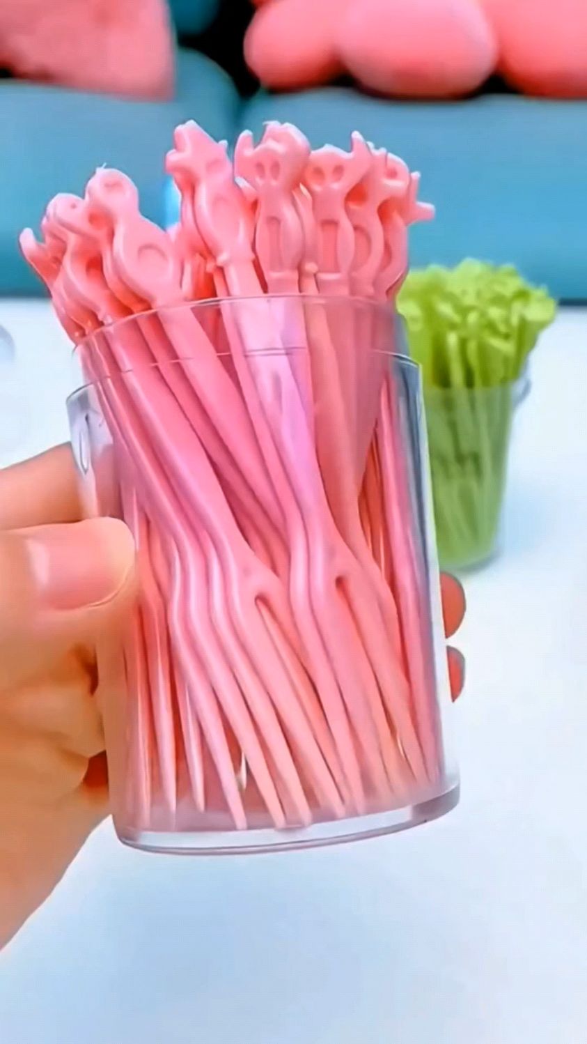 水果叉套装一次性塑料水果签家用吃水果蛋糕甜品点心卡通小叉子