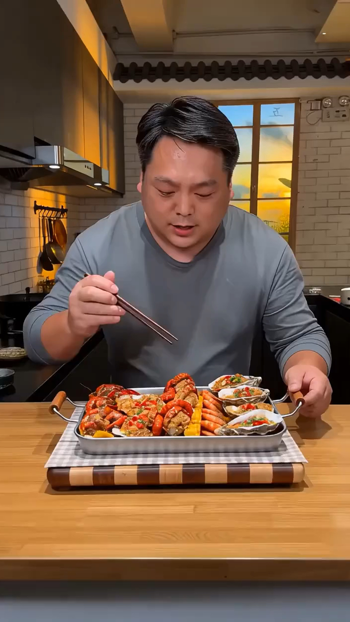 海鲜盛宴，各种各样的海鲜