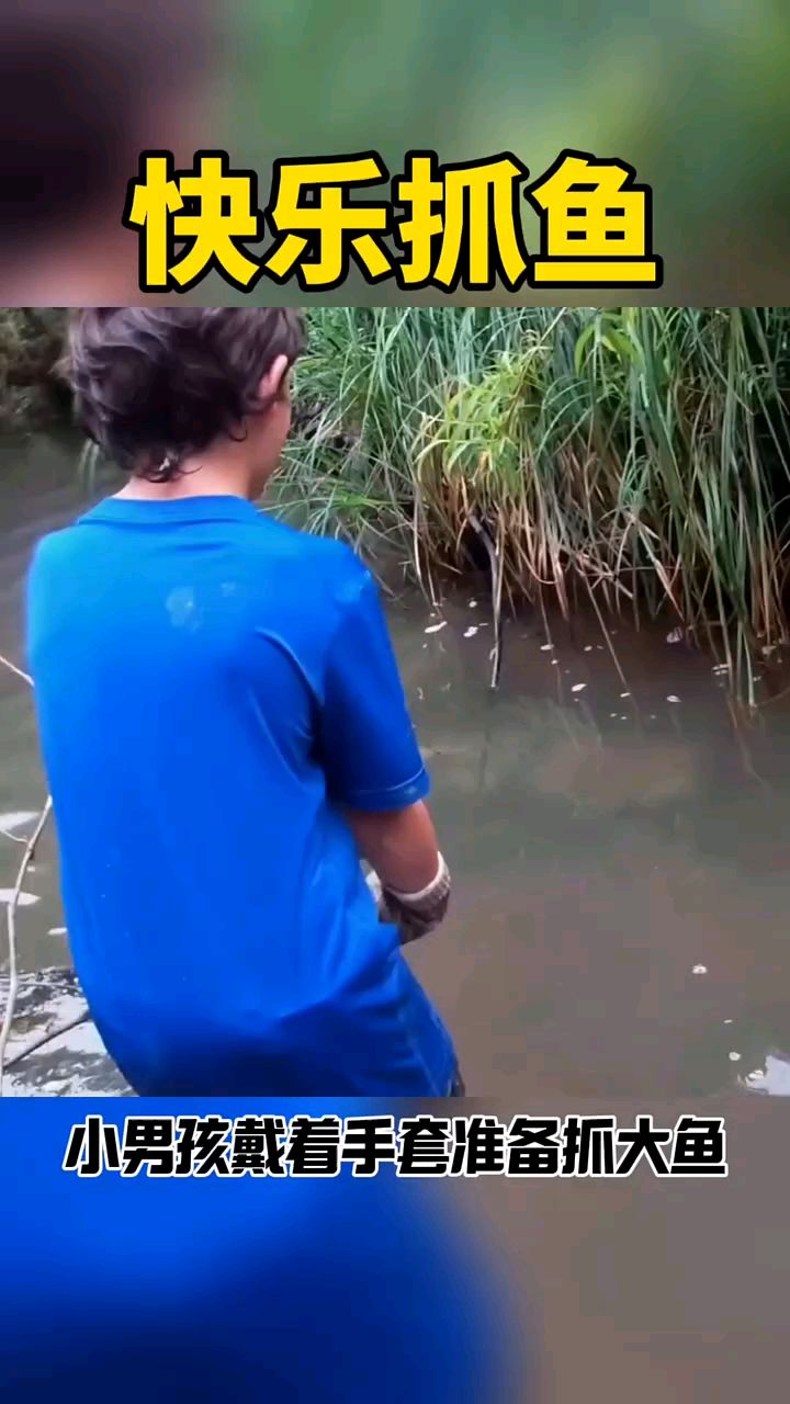 #在农村的小河里捉鱼