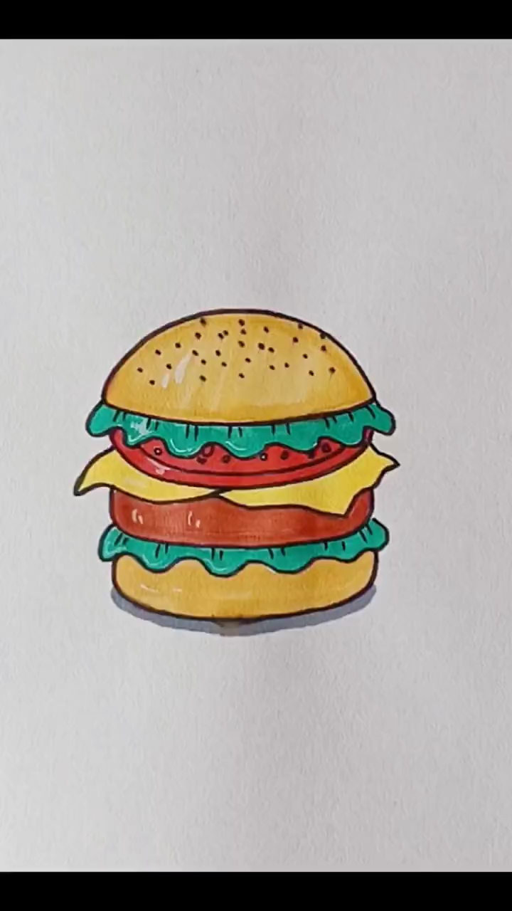 汉堡简笔画 儿童画 创意画