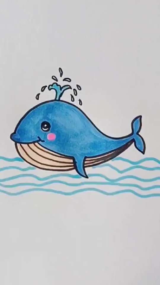 鲸鱼简笔画 儿童画 创意画
