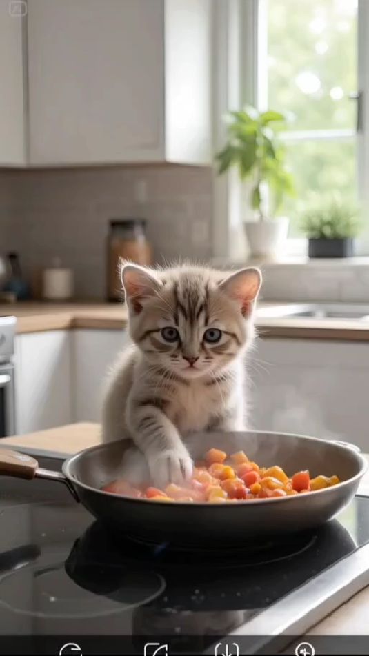 小猫咪炒菜,烫不烫