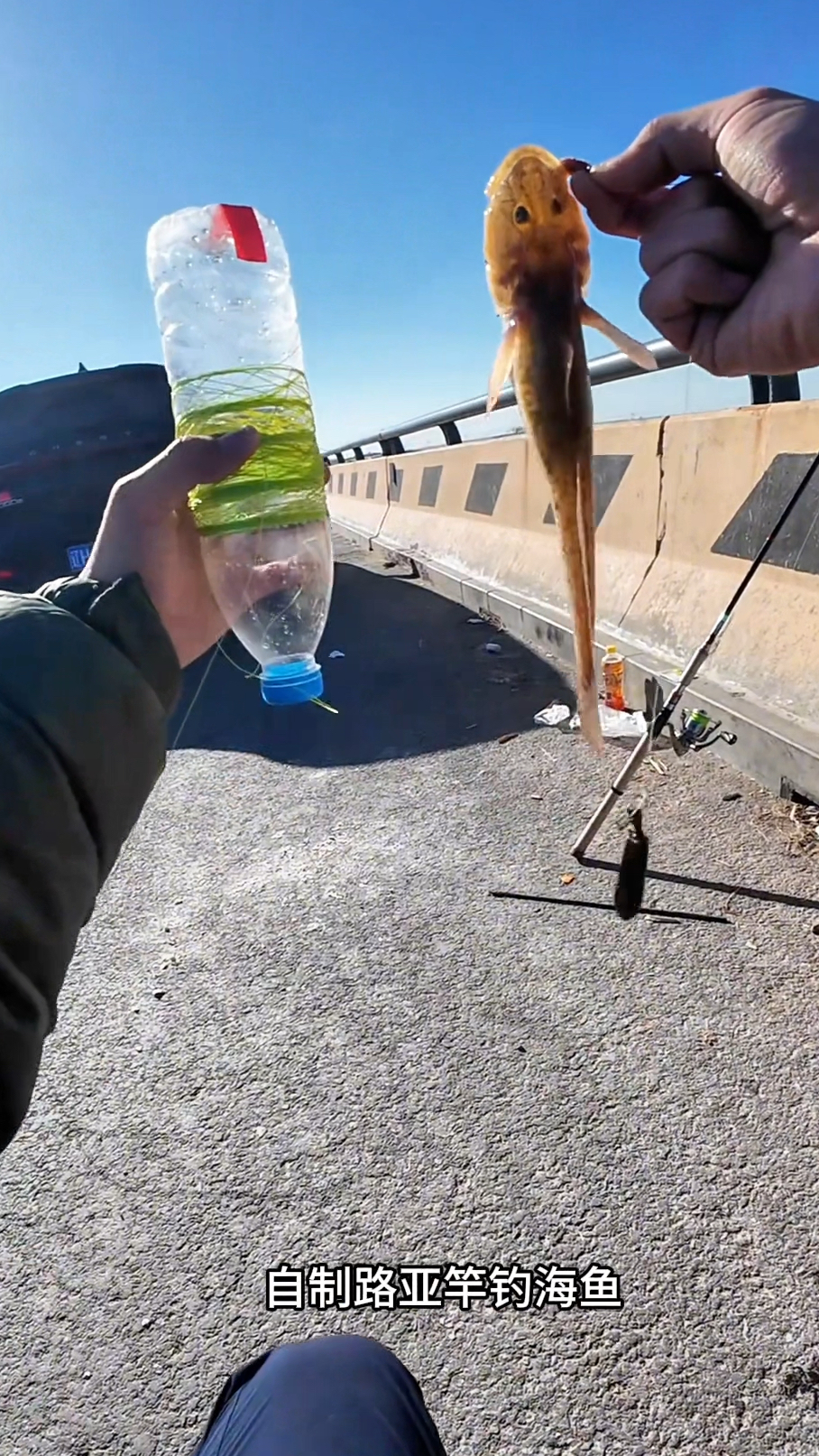 钓友自制路亚竿钓海鱼，装备简陋但是钓鱼效果非常好