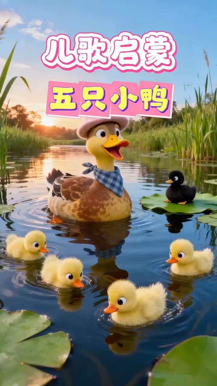 早教儿歌动画《五只小鸭》 宝宝们,五只小鸭来了! #儿歌
