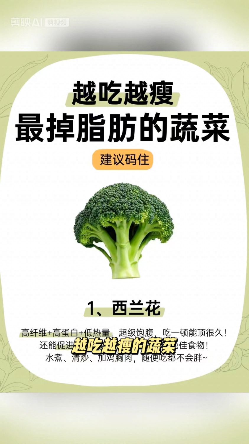 越吃越瘦,最掉脂肪的蔬菜