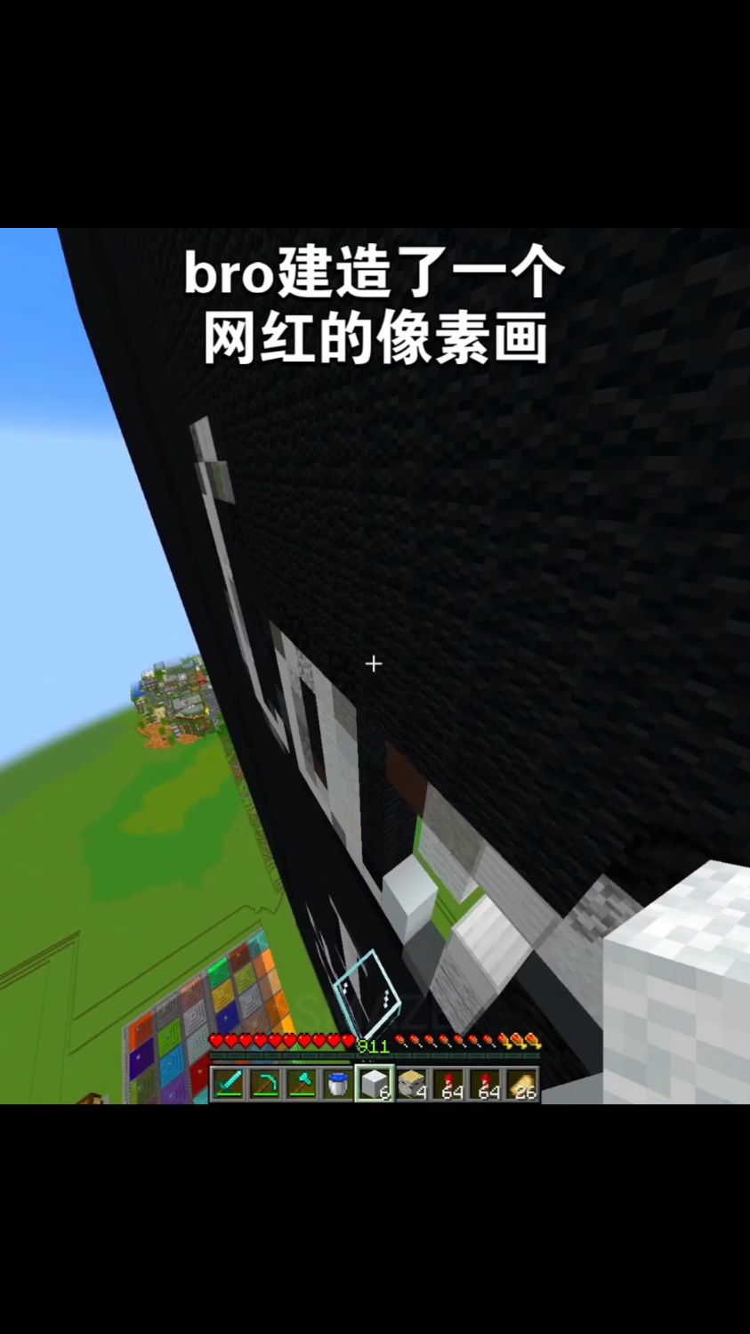 我的世界兄弟建造了一个像素画